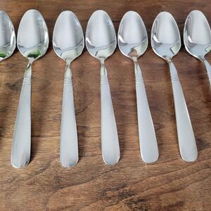Lot of 7 Oneida 18/8 Stainless OHS345 Pattern Spoons Frosted Handle